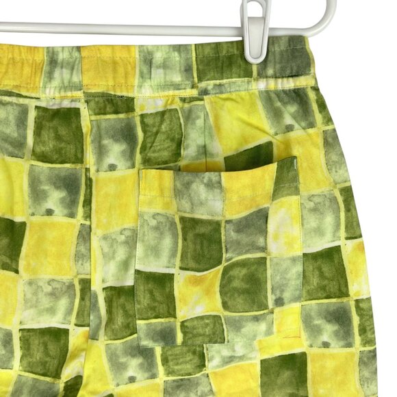 Zara Women's Green & Yellow Checkered Cotton Drawstring Shorts Size Small NWOT - Picture 4 of 11
